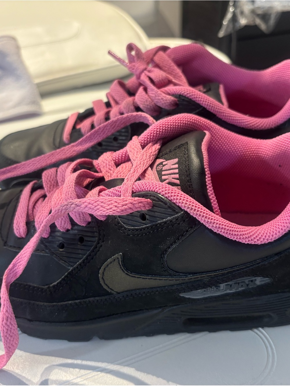Nike Black Sneakers with Pink Accents